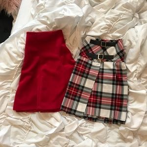 High waisted Red pleated skirt bundle